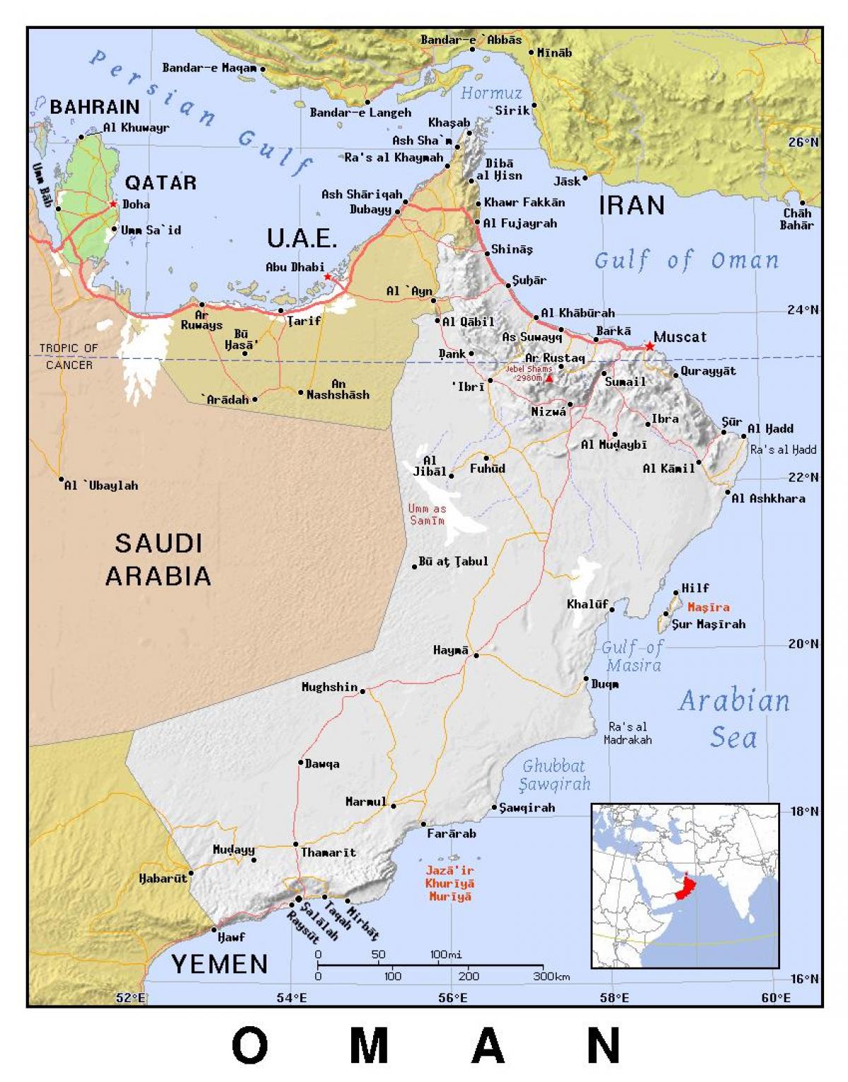 zemljevid Oman politične
