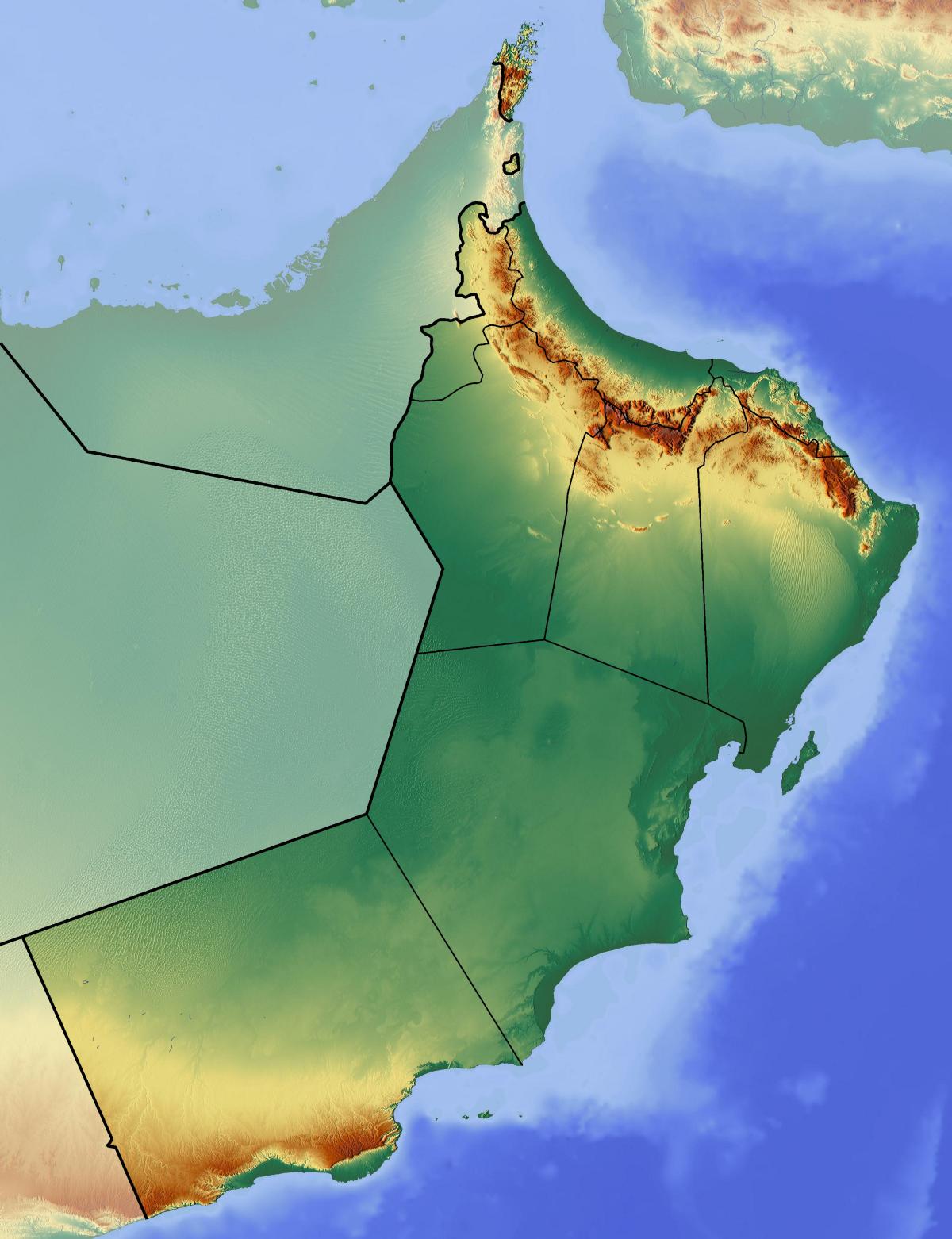 zemljevid Oman topografske